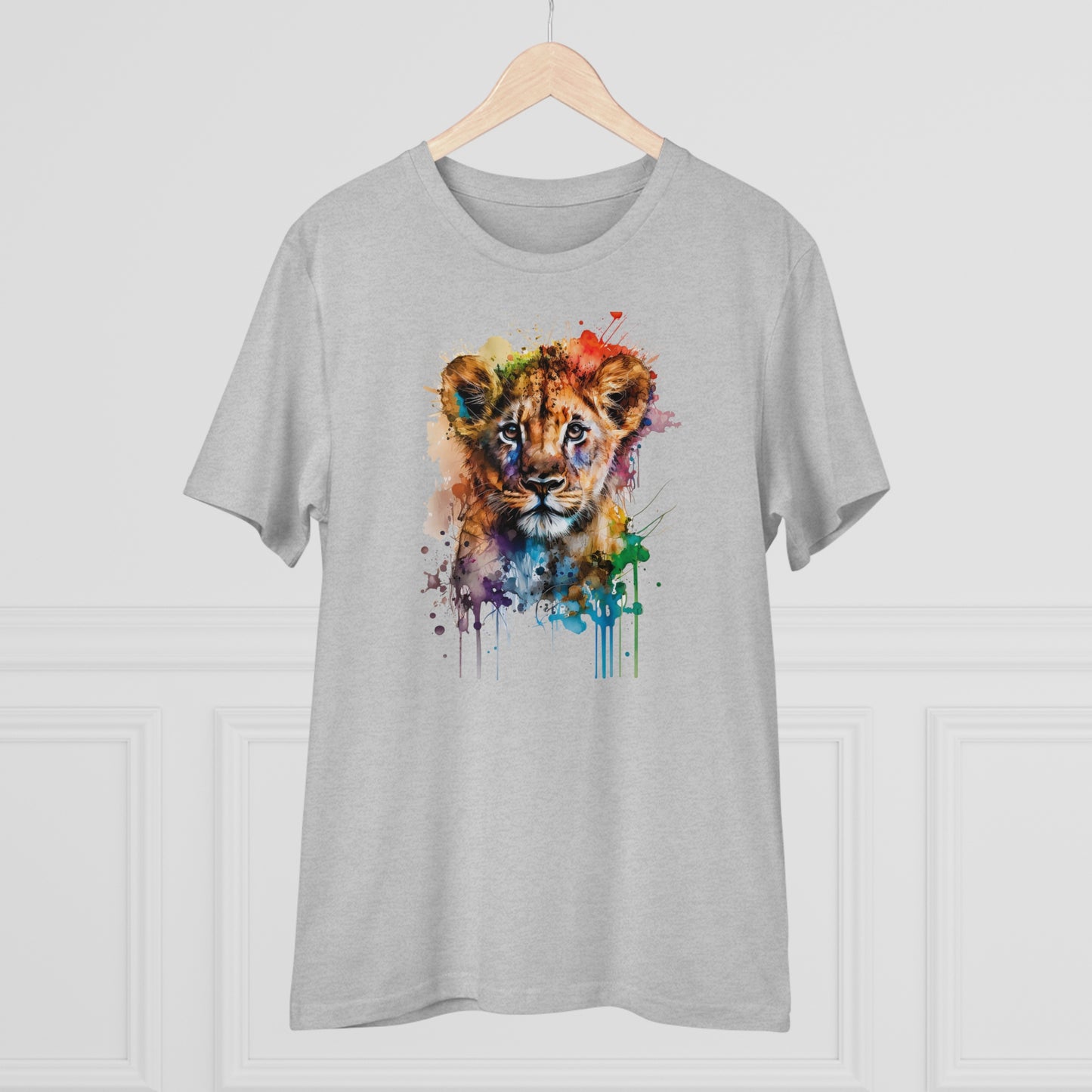 Cute Lion Cub in Watercolor Style Organic Unisex T-Shirt - Add Some Adorable and Eco-Friendly Style to Your Wardrobe