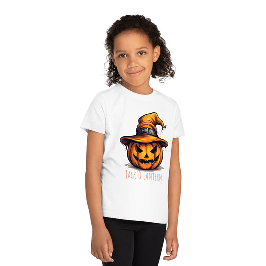 Eco-friendly Halloween Kids Tee: 'Jack O Lantern' Pumpkin Sorcerer Fun