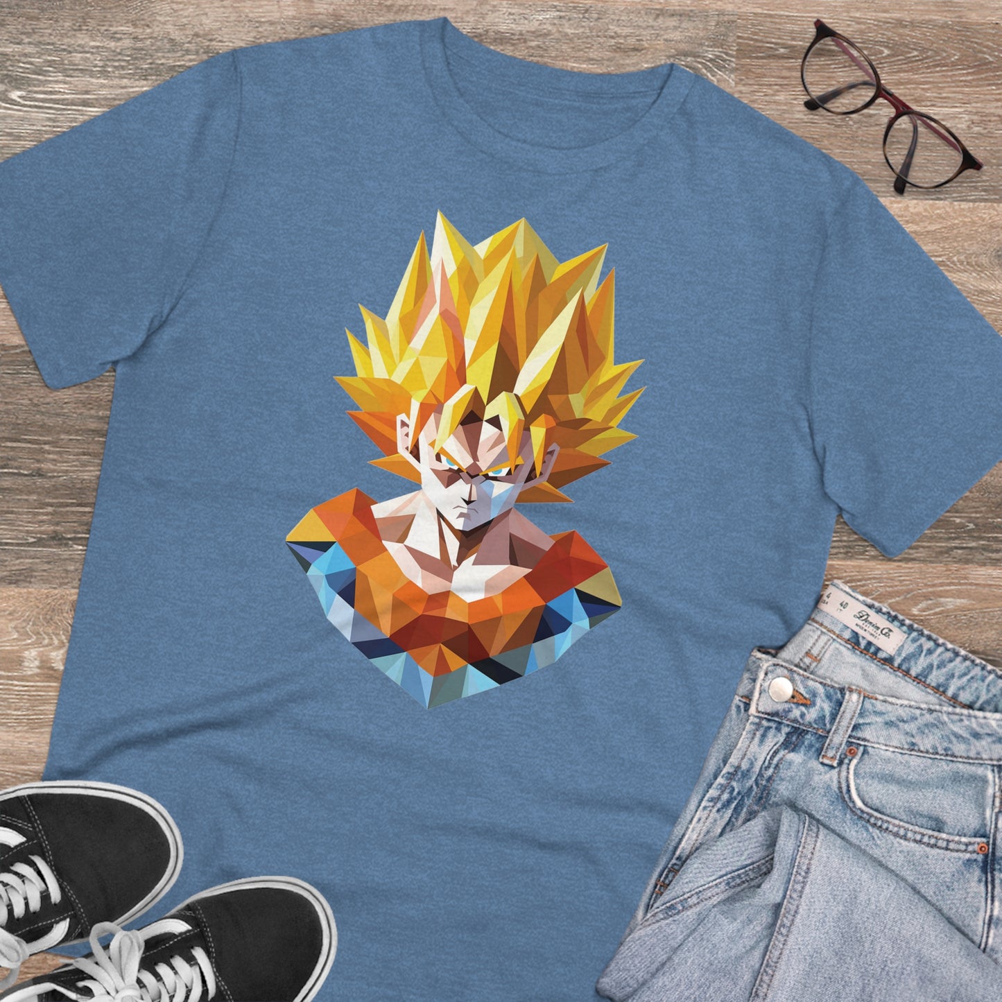 San Goku Super Saiyan Polygonal T-Shirt - Embrace Legendary Power