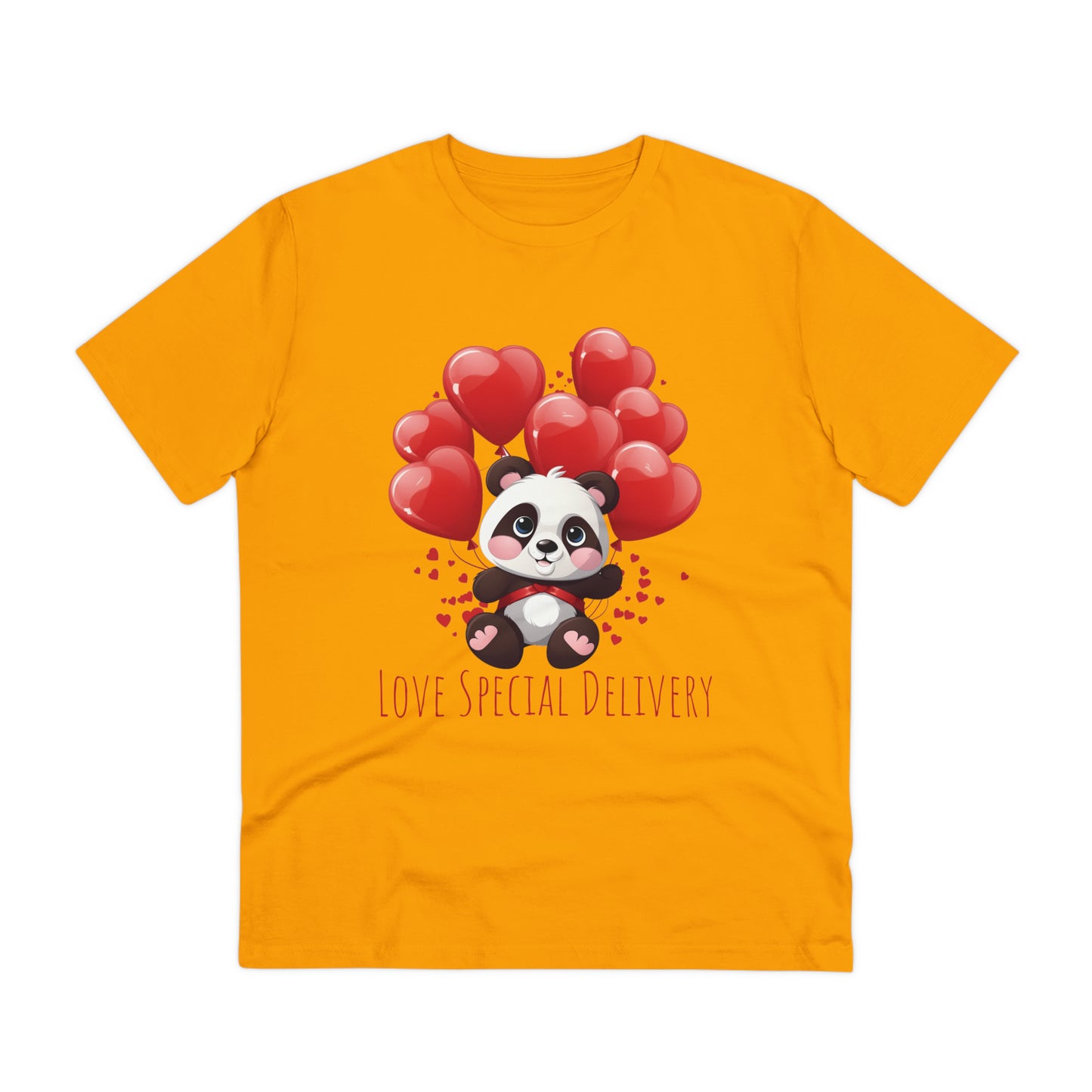 Panda Love Delivery Tee - Eco-Friendly Heart Balloon Shirt - Valentine's Day Special