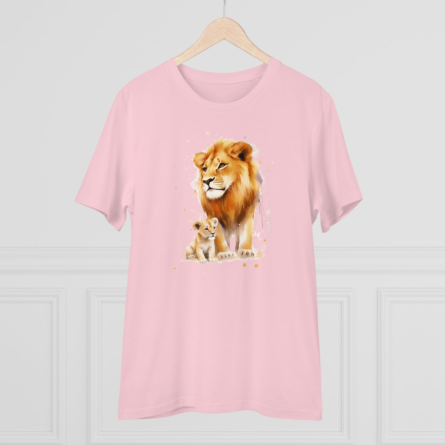 Lion King and Son Watercolor T-Shirt - Celebrate Father's Day with Nature's Majesty