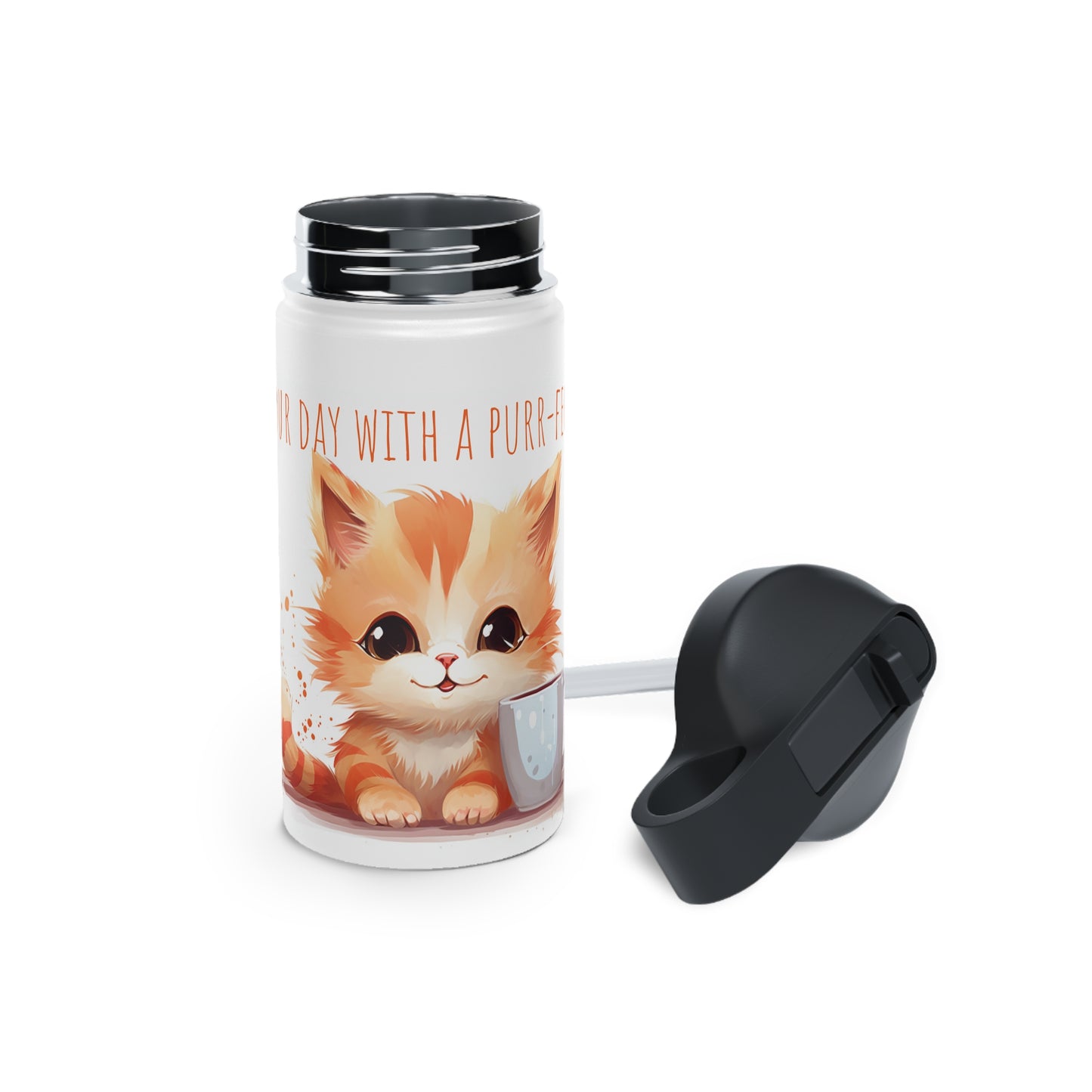 Cute cat Stainless Steel Bottle: Cat & Drink Delight, Purr-fect Morning