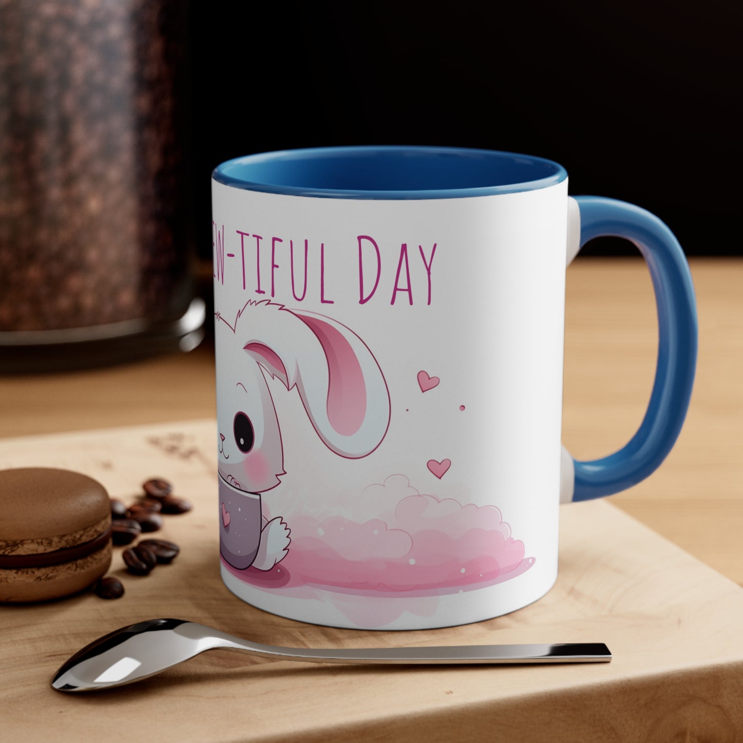 Kawaii Bunny Coffee Mug : "Hoppy Brew-tiful Day"