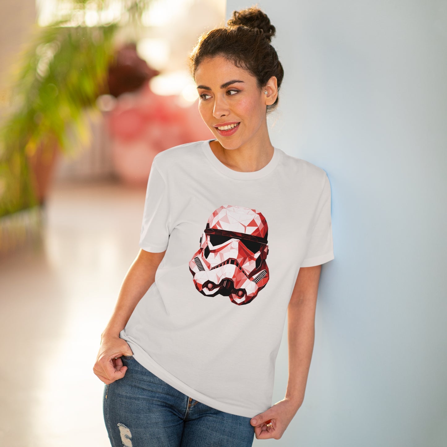 Stormtrooper Polygonal T-Shirt - Red Edition - Embrace Galactic Precision - Star Wars