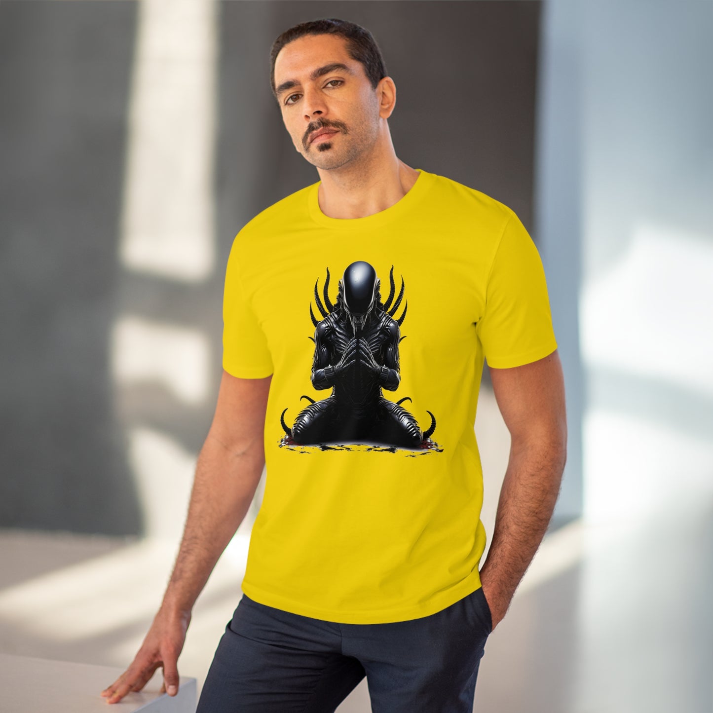 Eco-Friendly Zen Alien Xenomorph T-shirt - Embrace Galactic Serenity