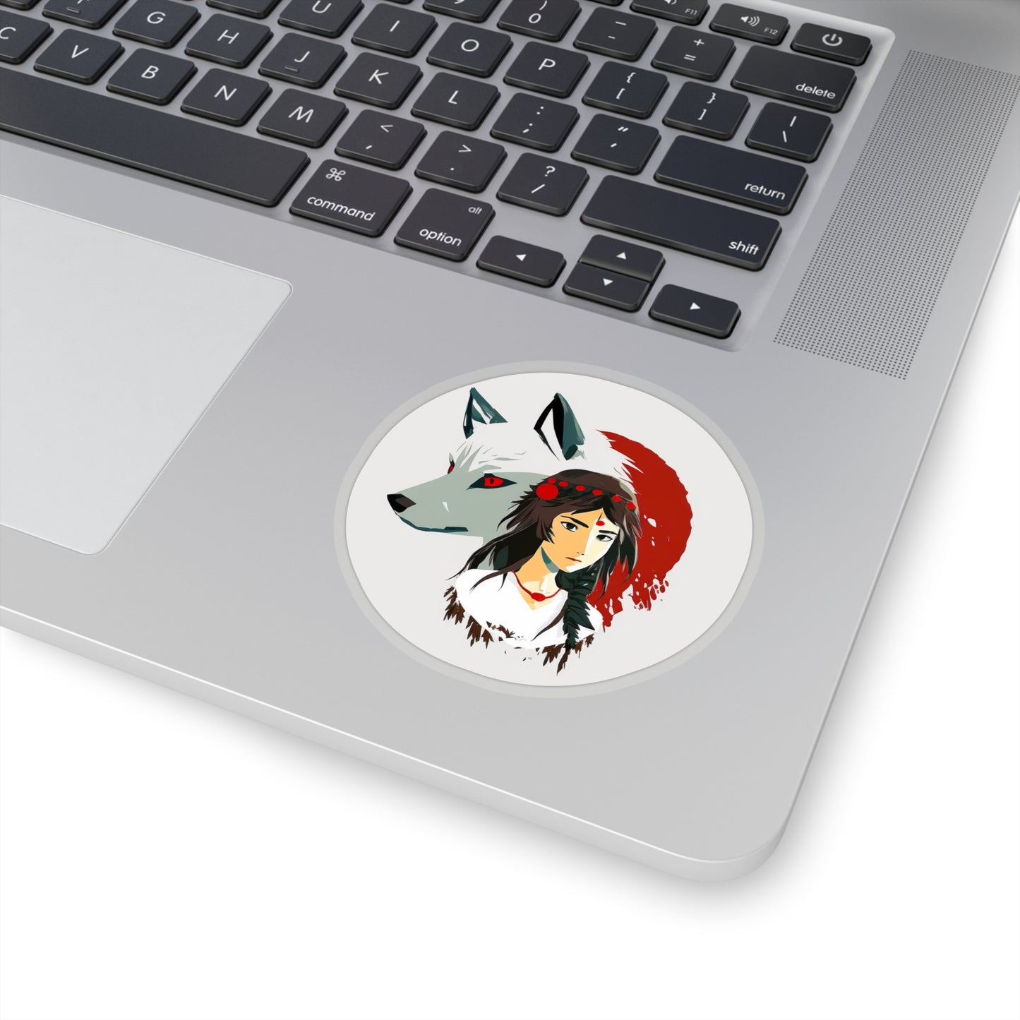 Princess Mononoke and Her Wolf Sticker - Add Some Unique and Striking Style to Your Tech