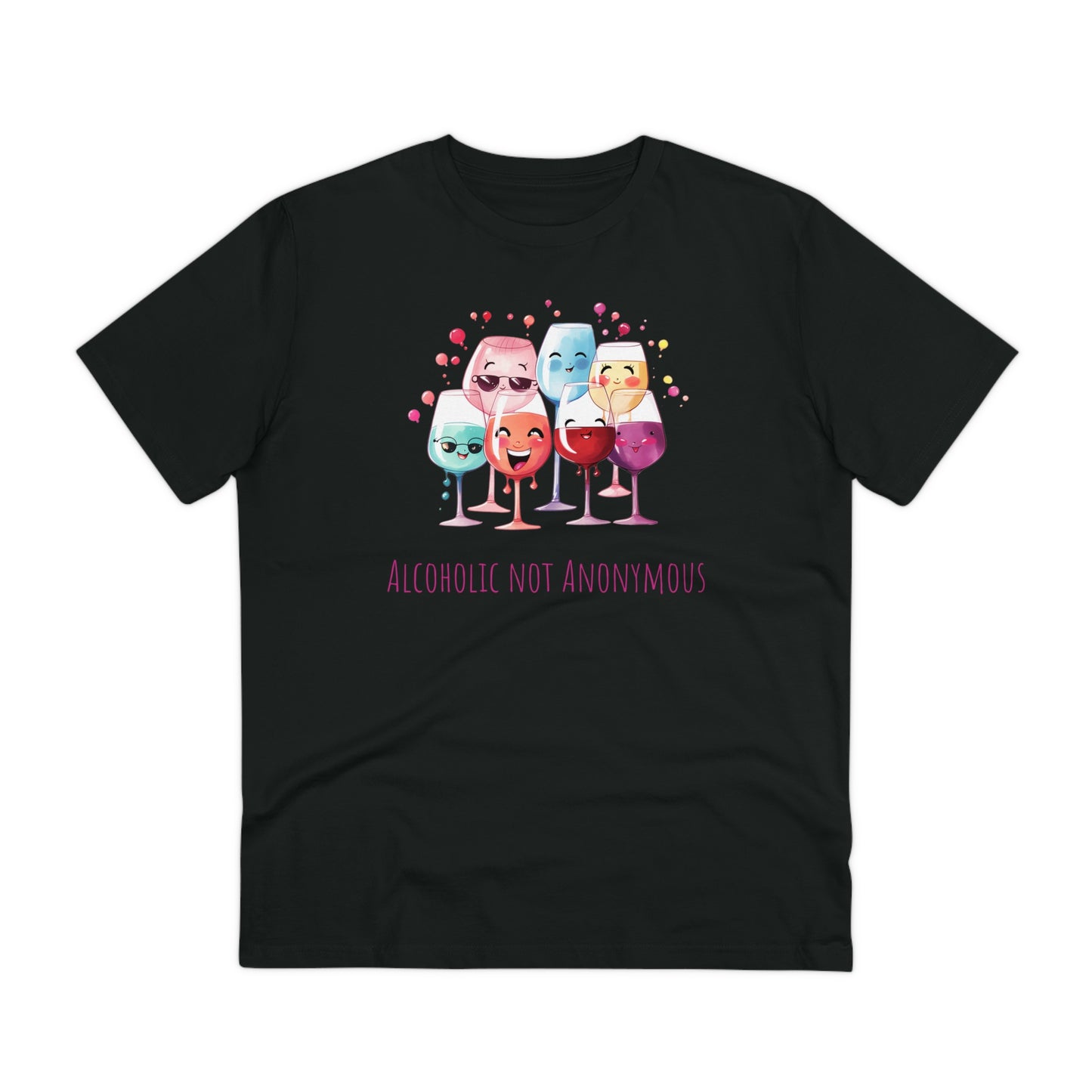 Eco-Friendly 'Alcoholic Not Anonymous' T-Shirt - Kawaii Wine Party Design, Unisex