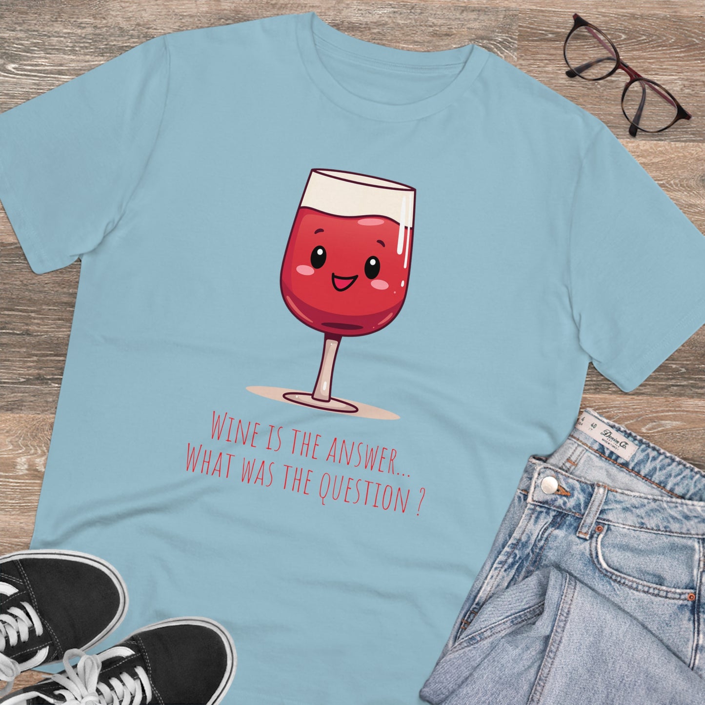 Eco-Friendly 'Wine is the Answer' T-Shirt - Cute Red Wine Design, Unisex