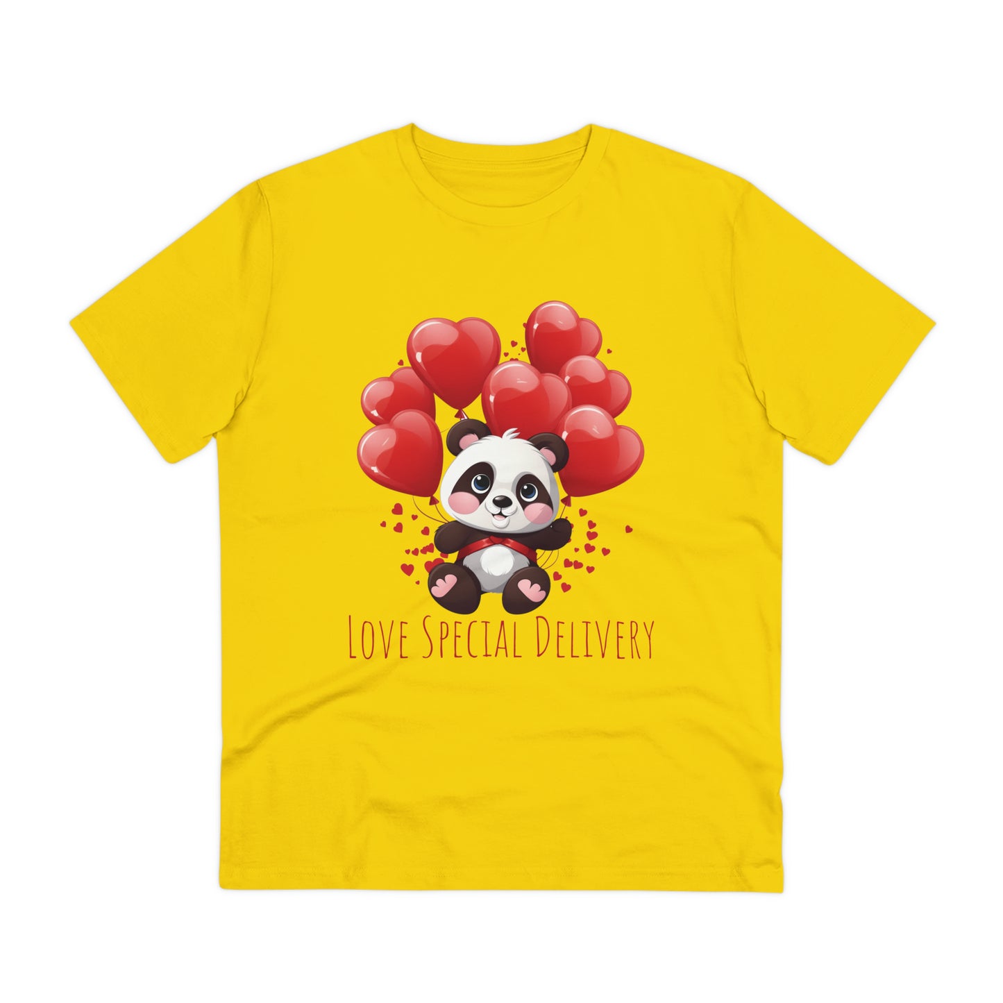 Panda Love Delivery Tee - Eco-Friendly Heart Balloon Shirt - Valentine's Day Special