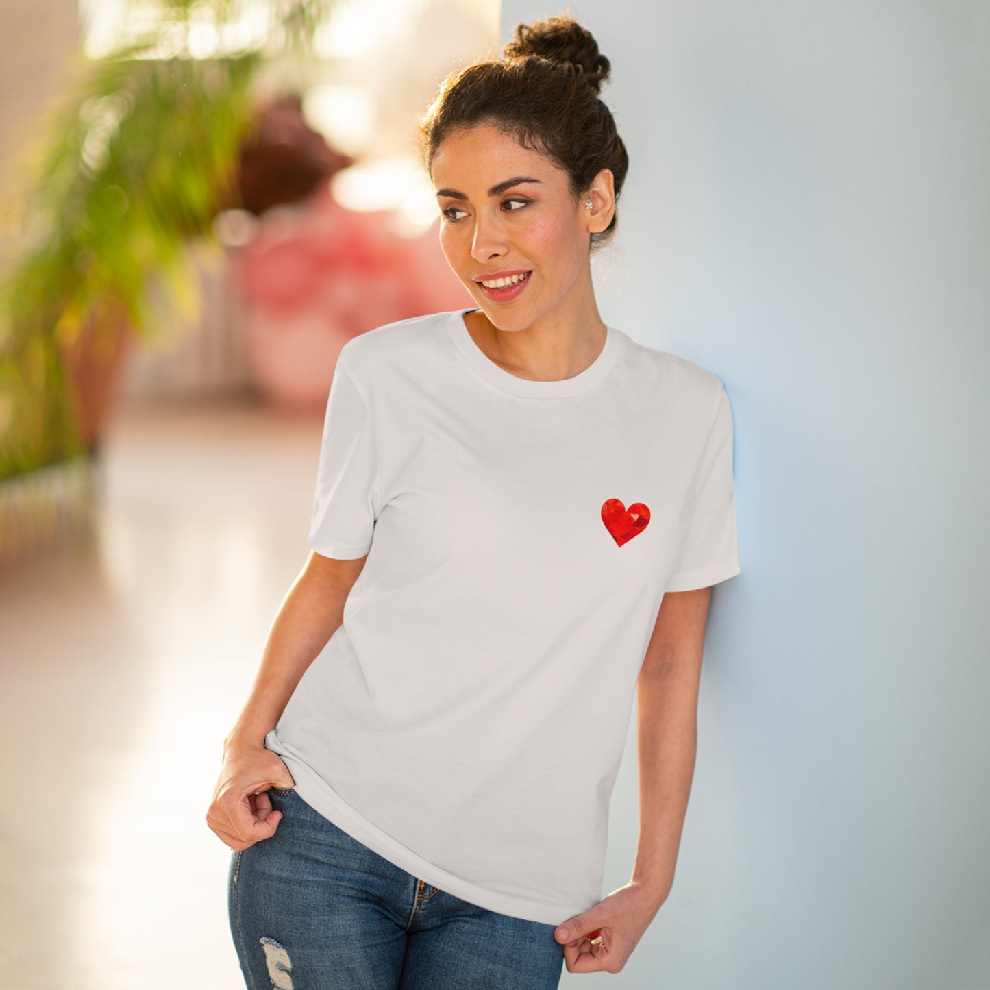 My Lifeline : Eco-Friendly T-Shirt with a Red Heart at the End of the Road