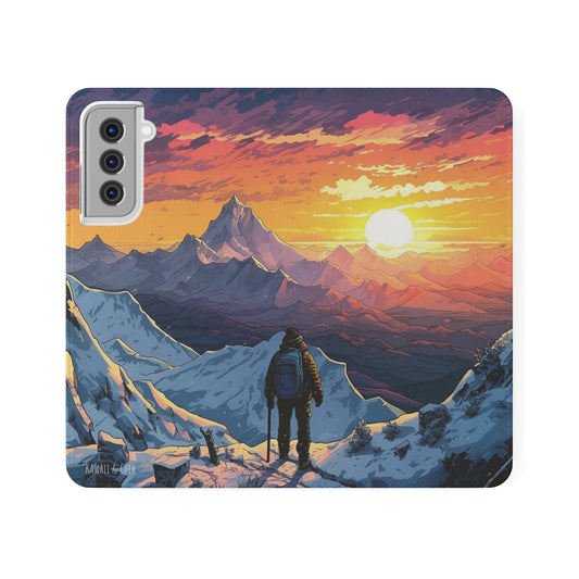 Snowy Mountain Landscape Sunset Flip Phone Case - Embrace the Beauty of Nature on Your Device