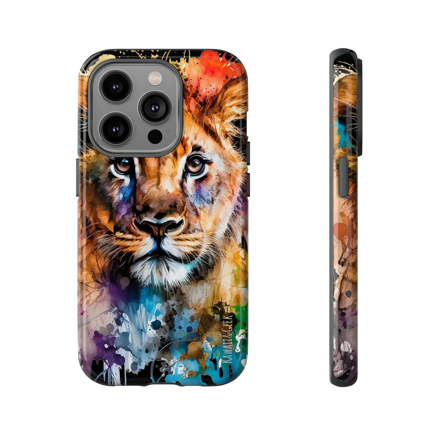 Watercolor Lion Cub Tough Phone Case - iPhone 15 compatible