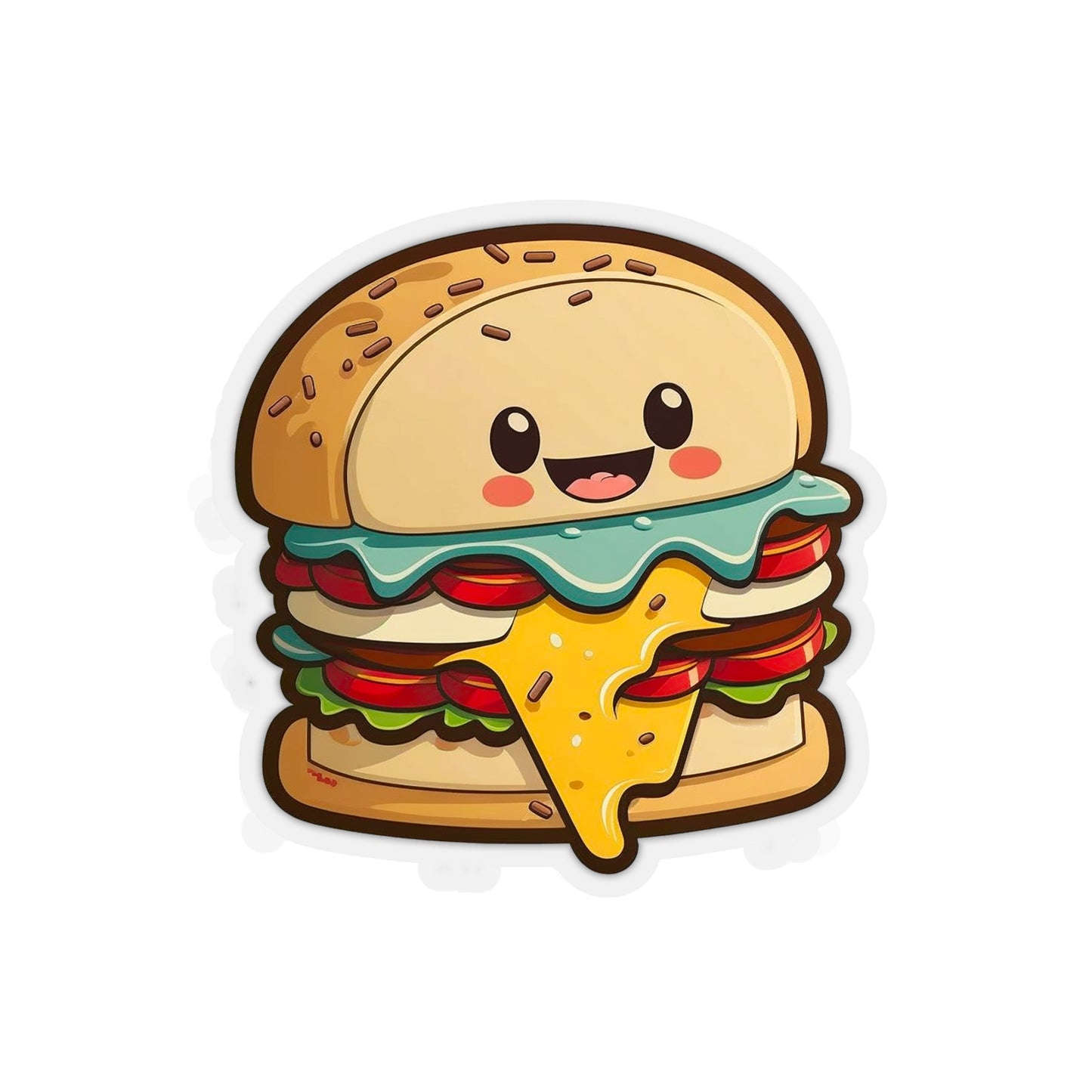 Kawaii Cheeseburger Sticker - Add Some Cute and Playful Style to Your Tech