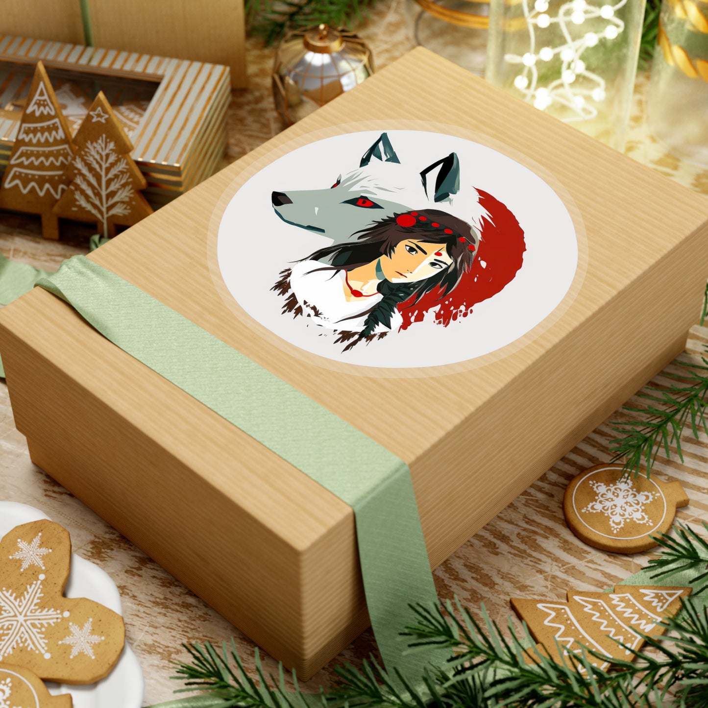 Princess Mononoke and Her Wolf Sticker - Add Some Unique and Striking Style to Your Tech