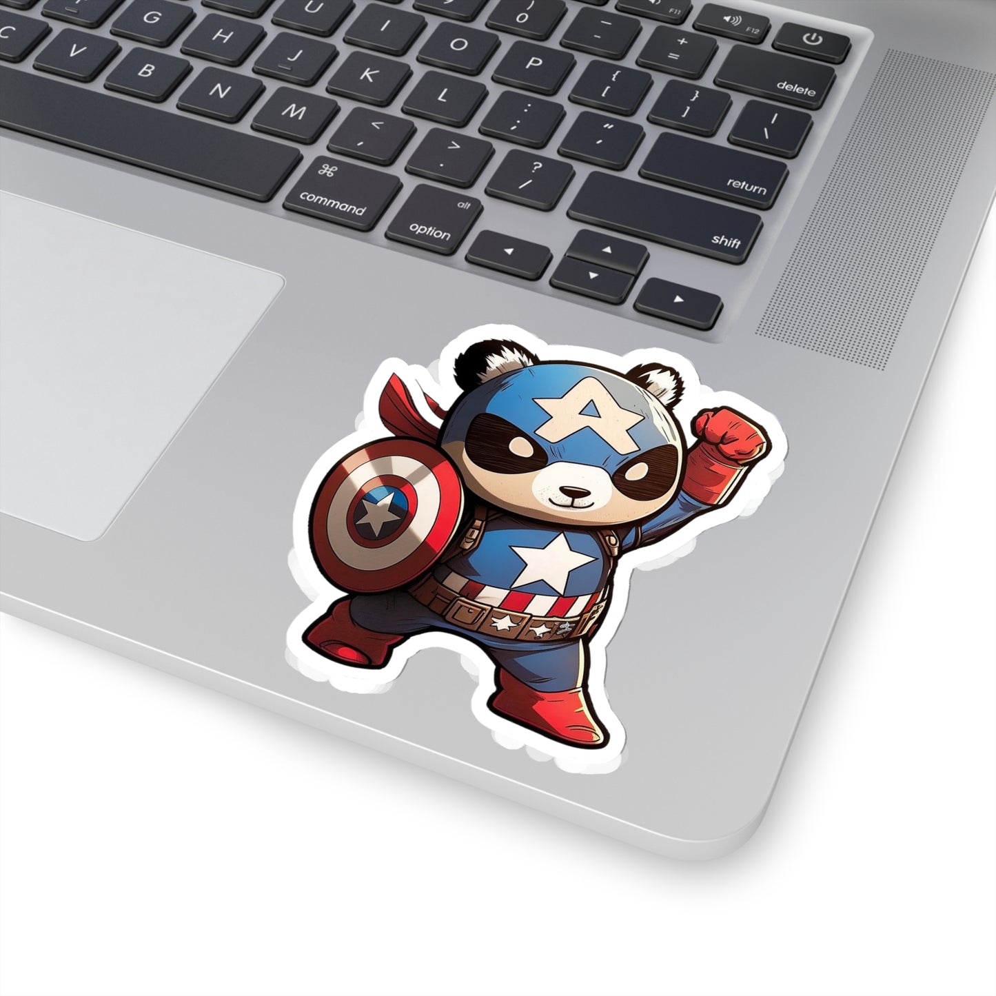 Heroic Captain America Panda Sticker - Ready to Defend Its Friends