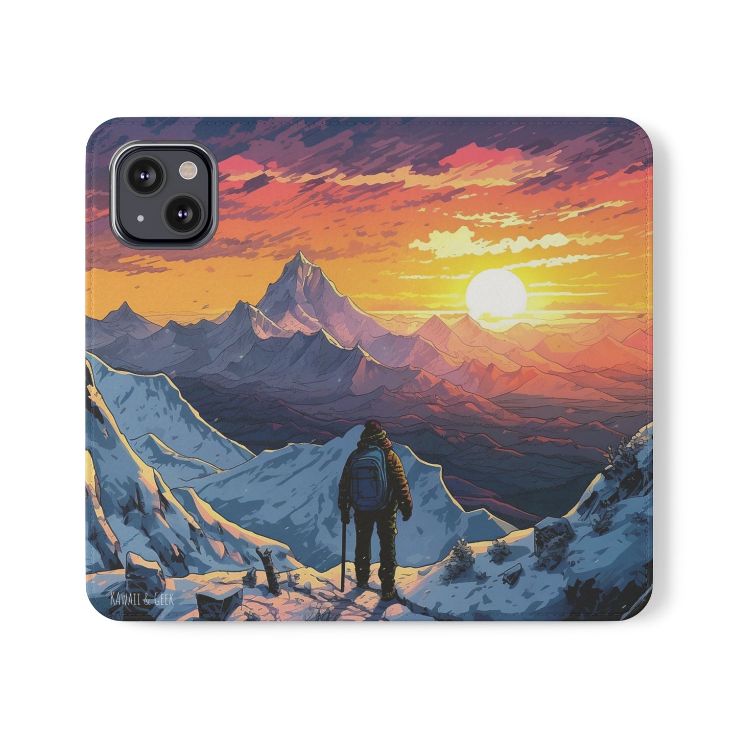 Snowy Mountain Landscape Sunset Flip Phone Case - Embrace the Beauty of Nature on Your Device