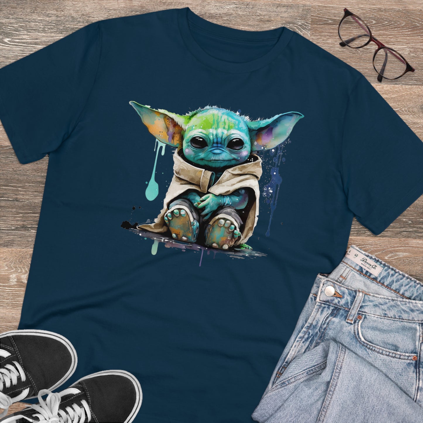 Baby Yoda in Watercolor Style Organic Unisex T-Shirt - Add Some Cute and Eco-Friendly Style to Your Wardrobe