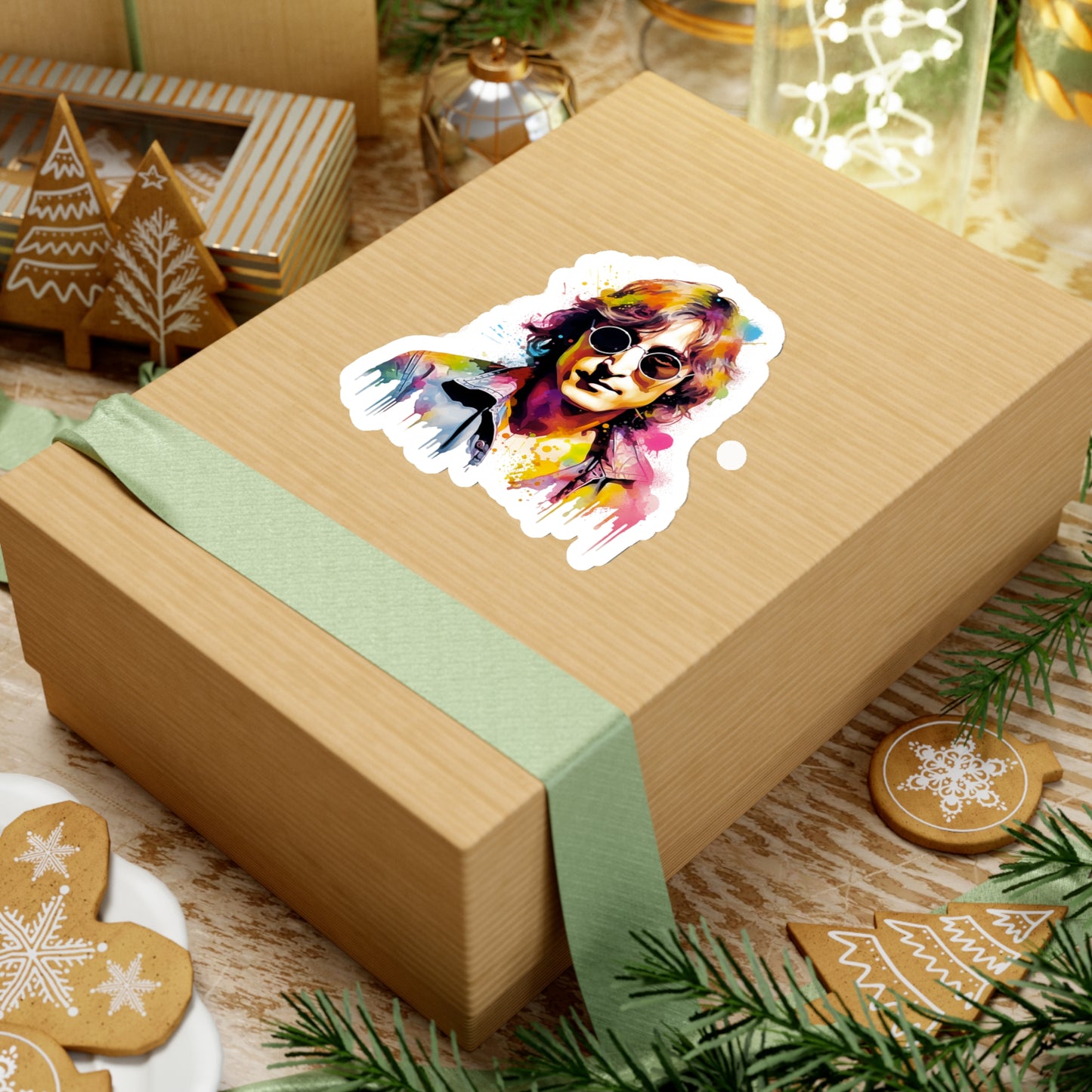 Watercolor John Lennon Sticker: Artistic Flair