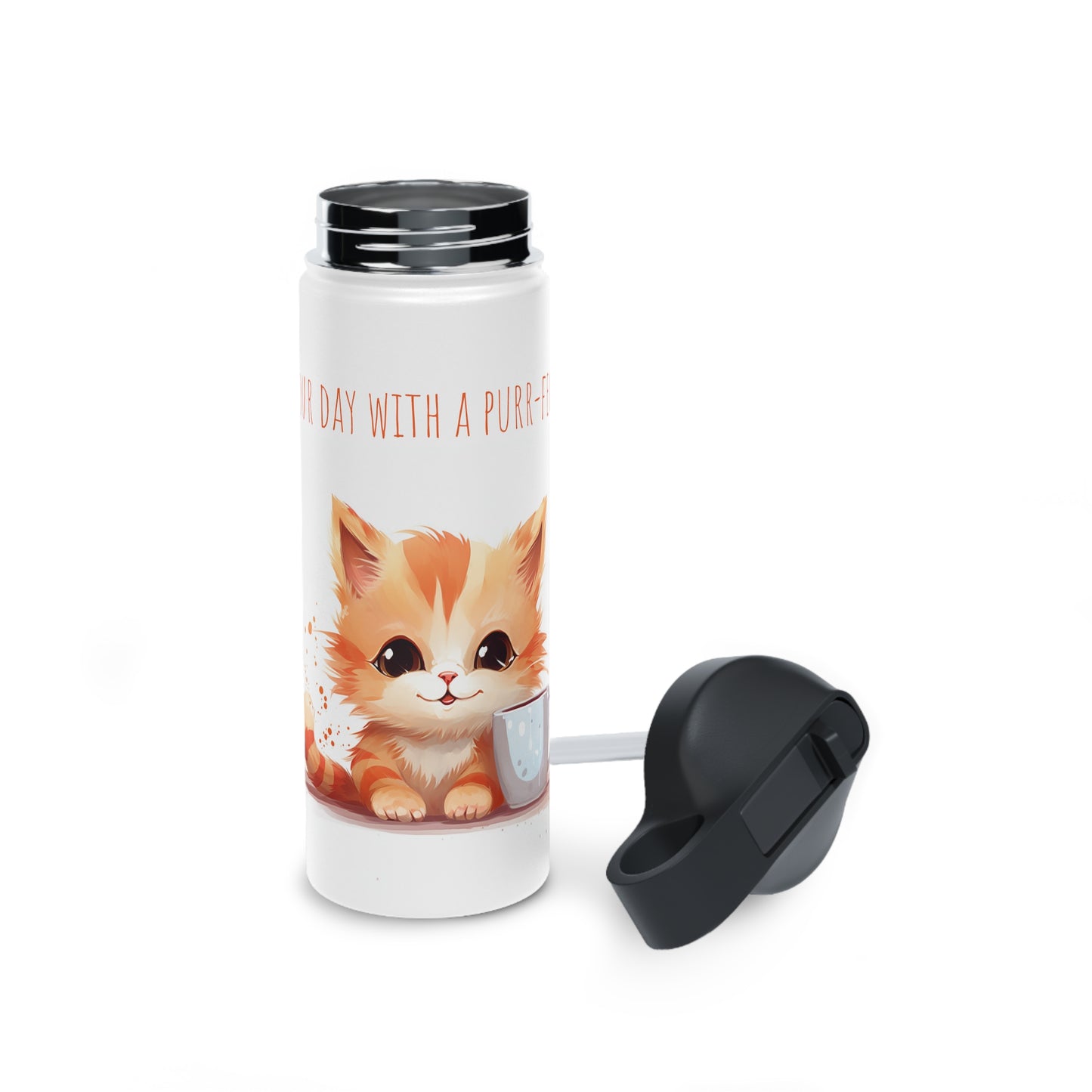 Cute cat Stainless Steel Bottle: Cat & Drink Delight, Purr-fect Morning