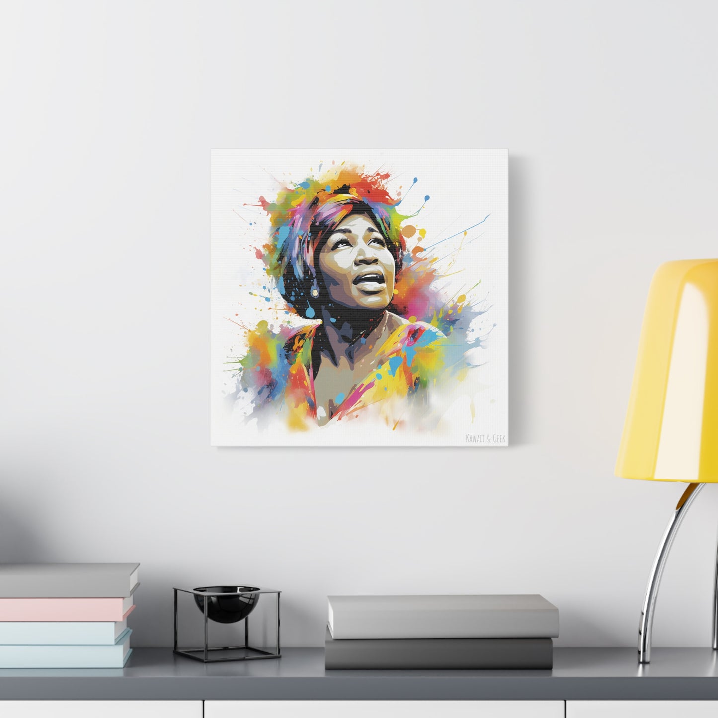 Aretha Franklin Watercolor Cotton Canvas
