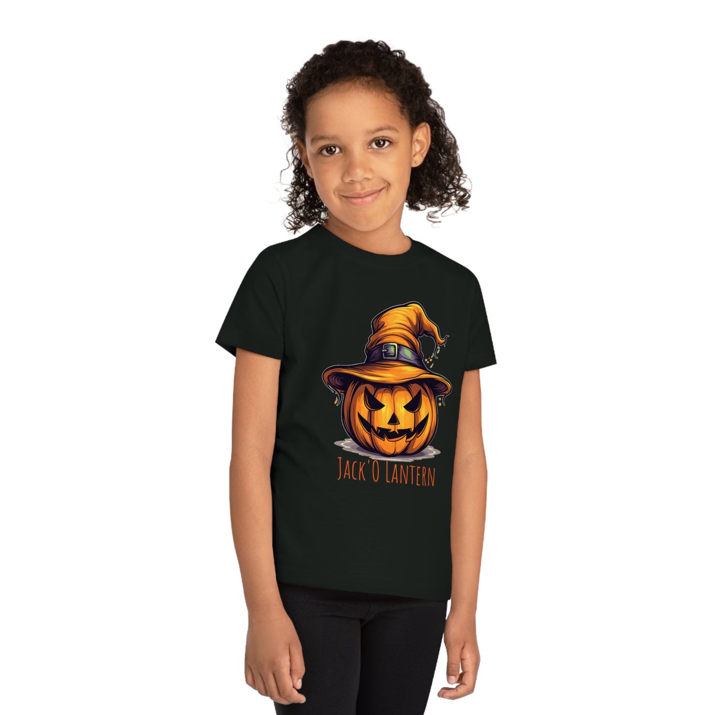 Eco-friendly Halloween Kids Tee: 'Jack O Lantern' Pumpkin Sorcerer Fun