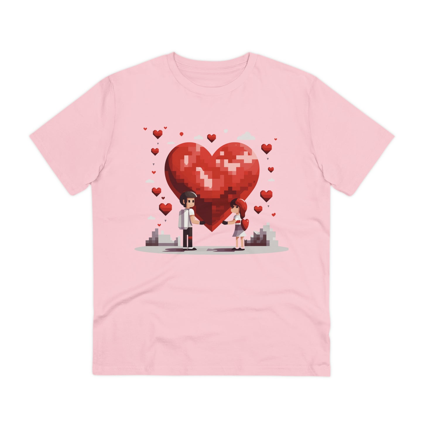 Pixel Love Eco Tee - Valentine's Day Pixel Heart Couple Shirt