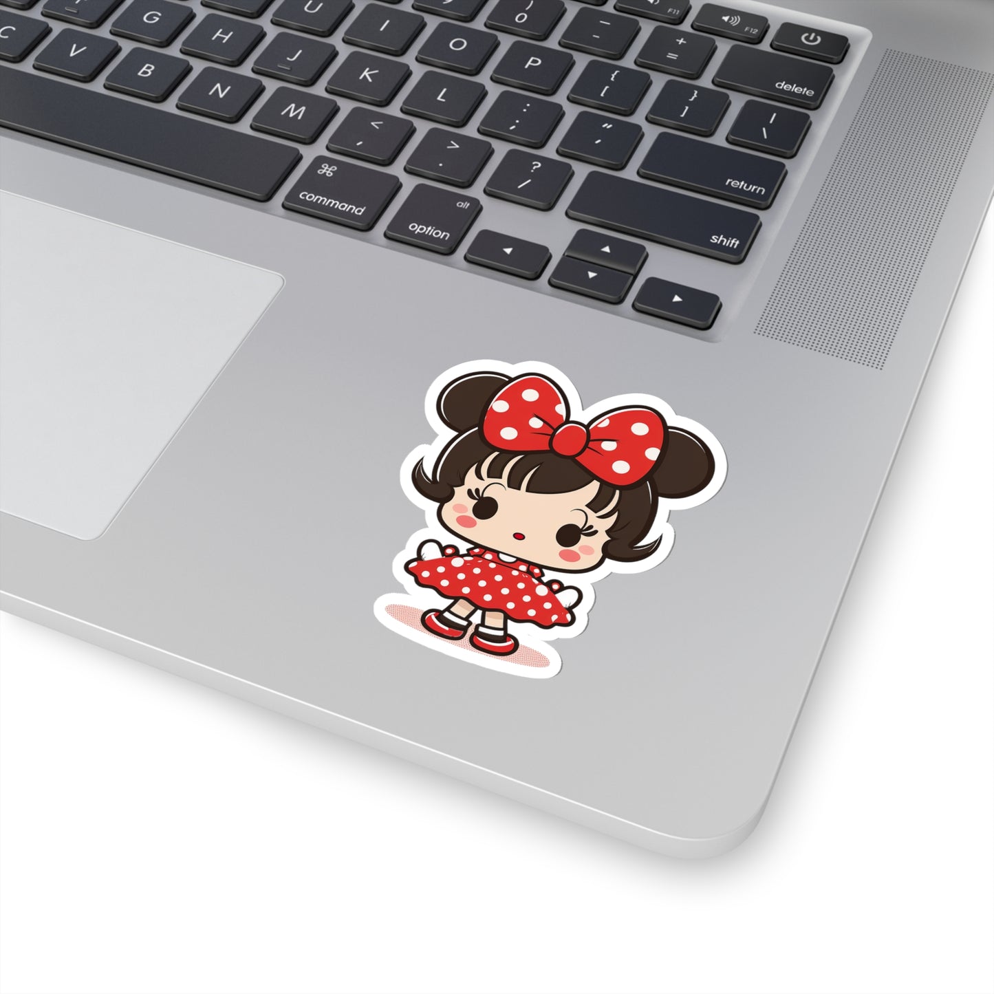 Kawaii Little Girl with Minnie Style Sticker - Add Some Cute and Adorable Style to Your Tech