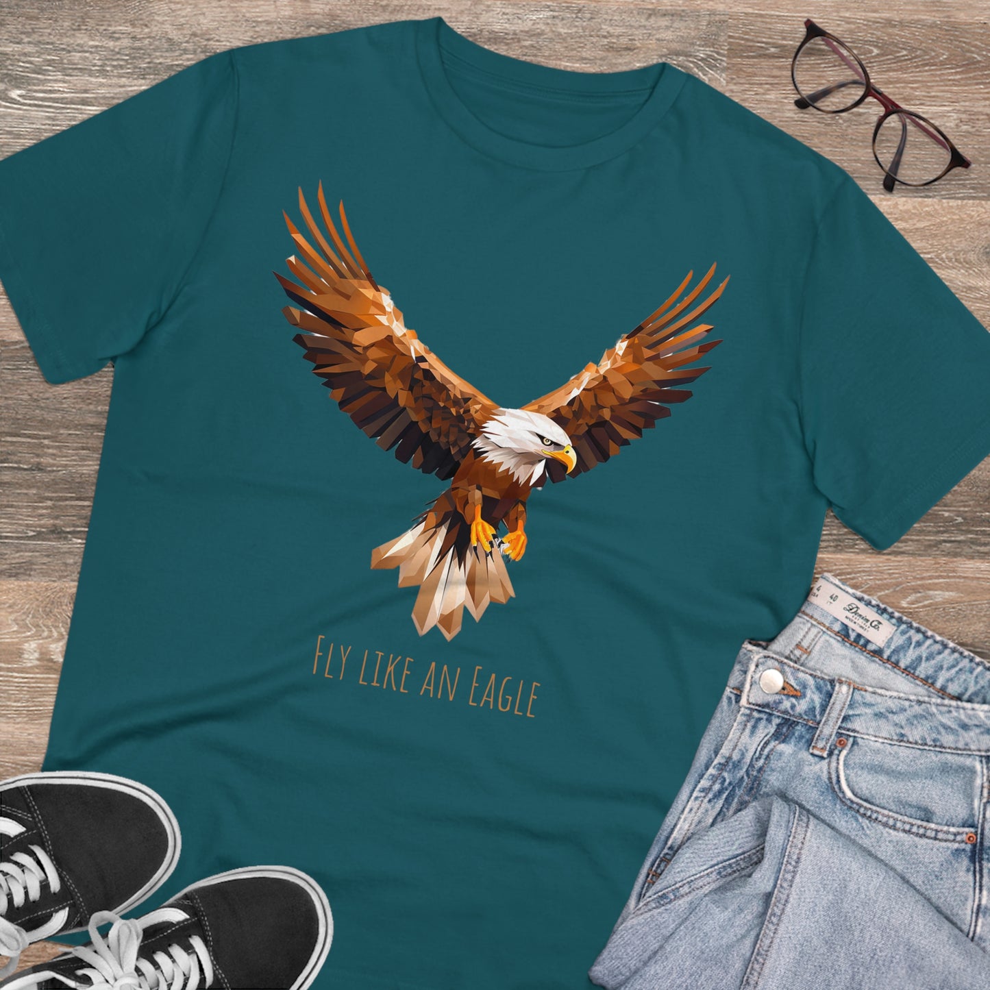 Eco-Friendly Geometric Eagle T-Shirt: "Fly Like An Eagle"