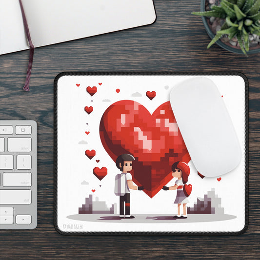 Pixel Heart Couple Gaming Pad - Cute Retro Love Mat