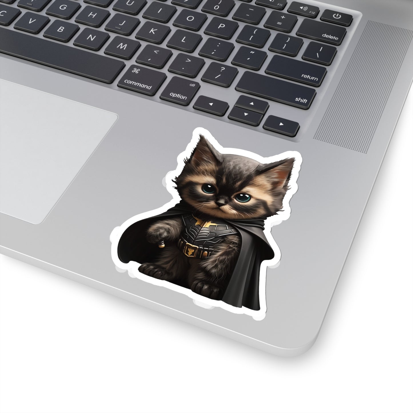 Cute and Fluffy Batcat Kitten Sticker - Ready to Take on the Bad Guys