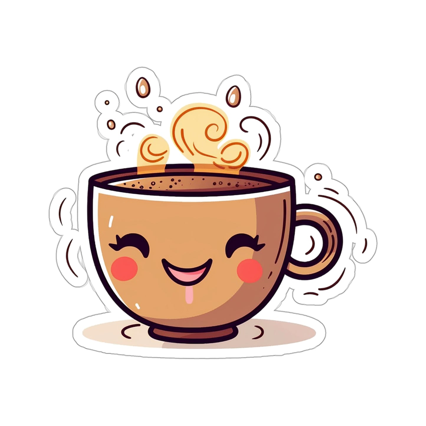 Kawaii Cup of Coffee Sticker - Add a Cute and Whimsical Touch to Your Accessories