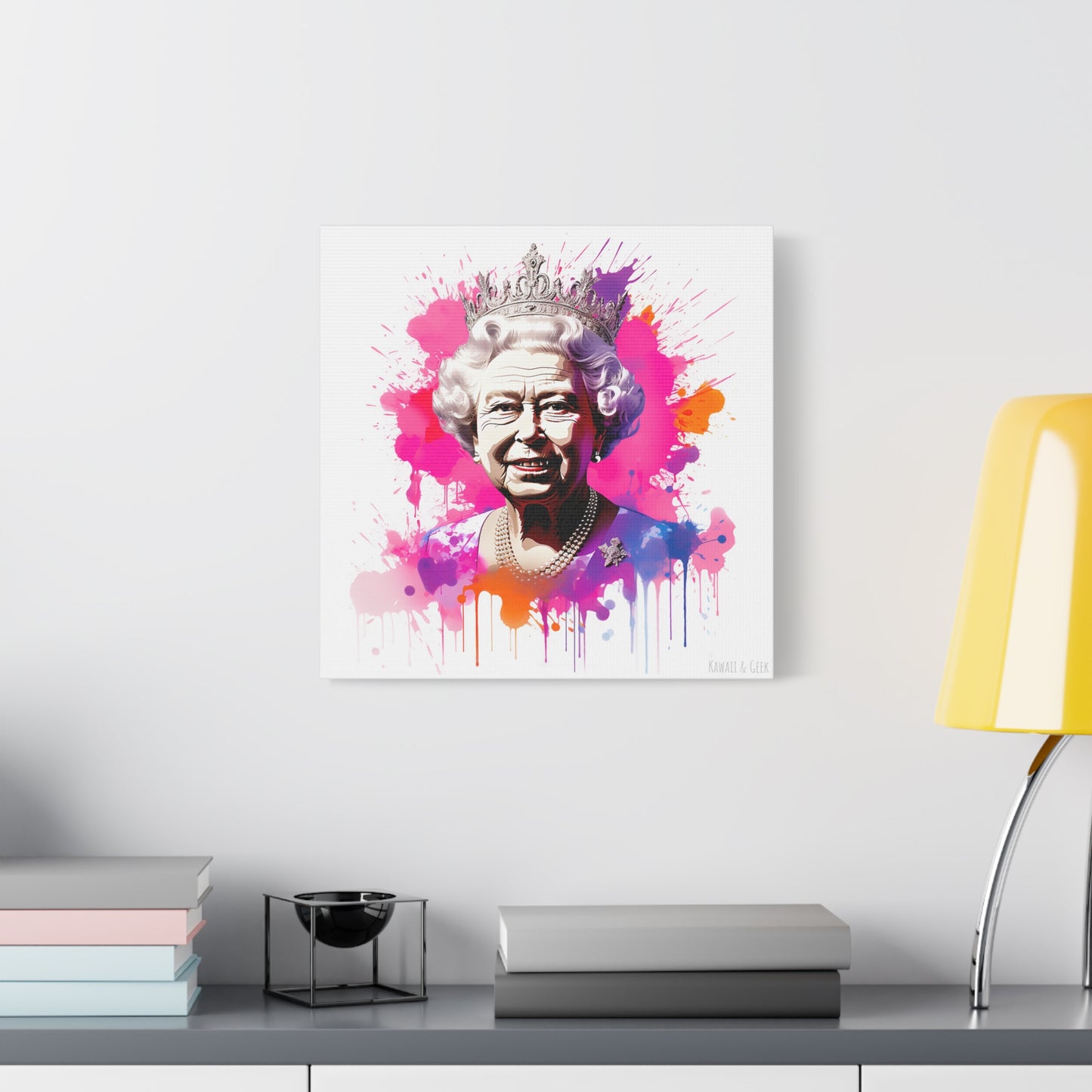 Queen Elizabeth II: Radiant Watercolor Cotton Canvas