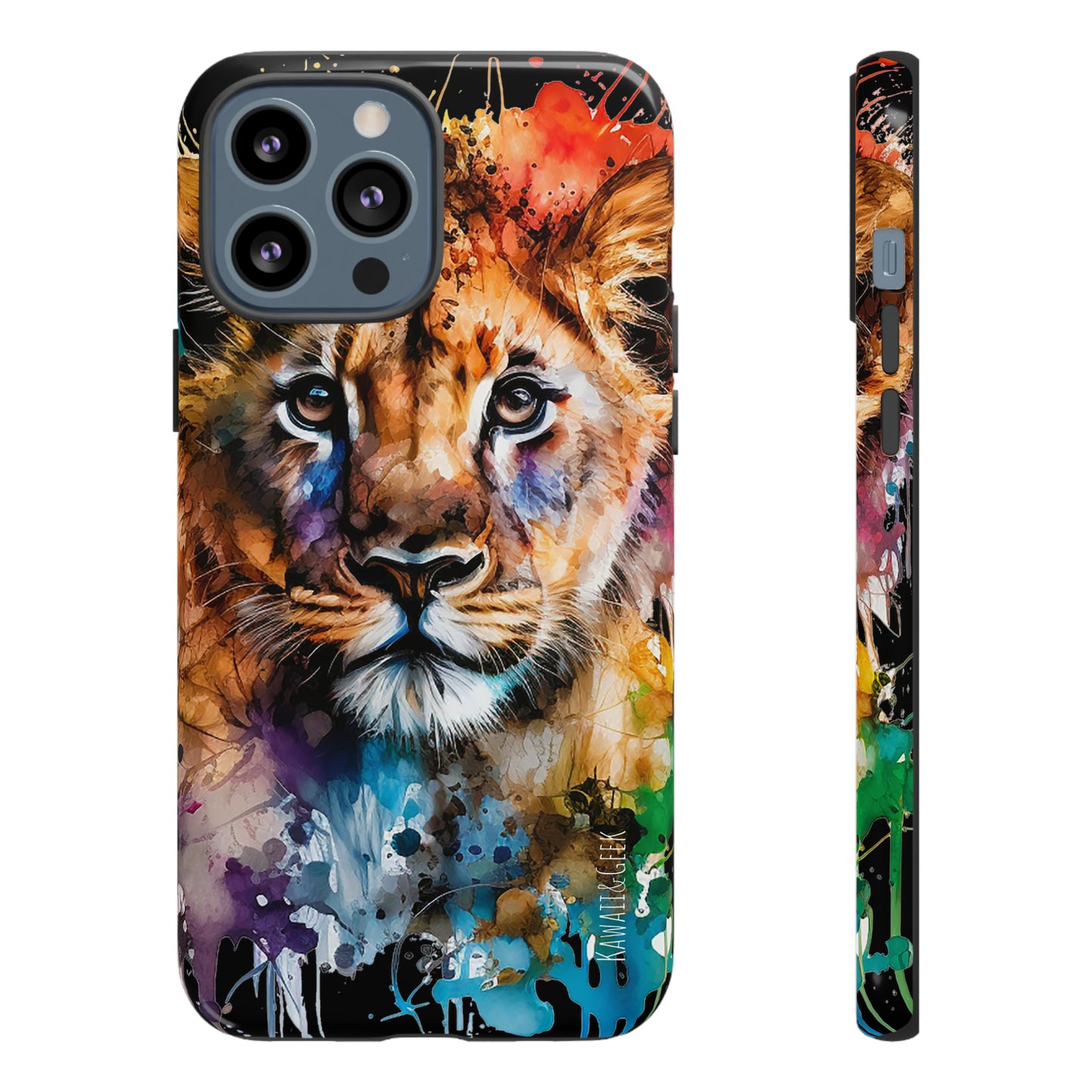 Watercolor Lion Cub Tough Phone Case - iPhone 15 compatible
