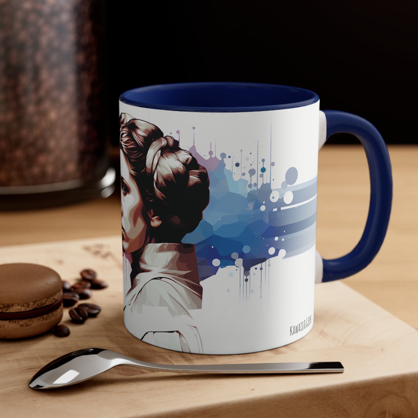 Princess Leia Geometric Bicolor Mug - A Beacon of Hope: Help Me, Obi-Wan Kenobi - Star Wars