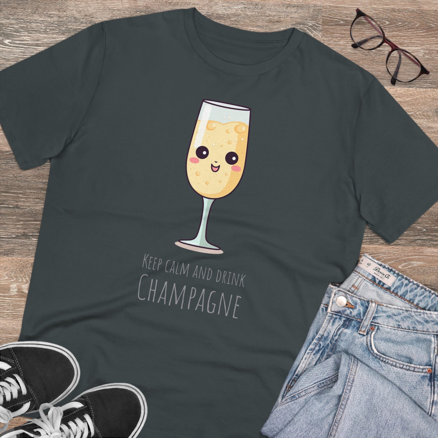 Keep Calm and Drink Champagne T-Shirt - Eco-Friendly Design