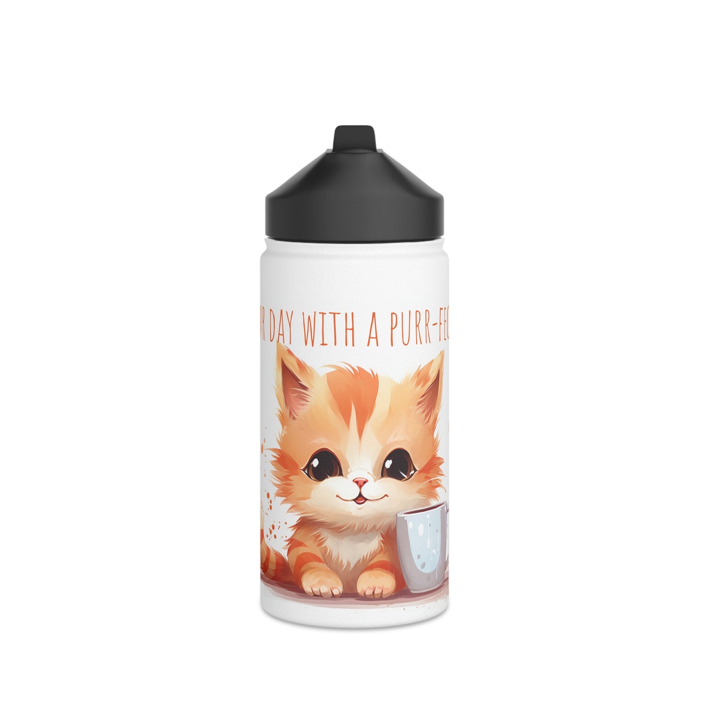 Cute cat Stainless Steel Bottle: Cat & Drink Delight, Purr-fect Morning