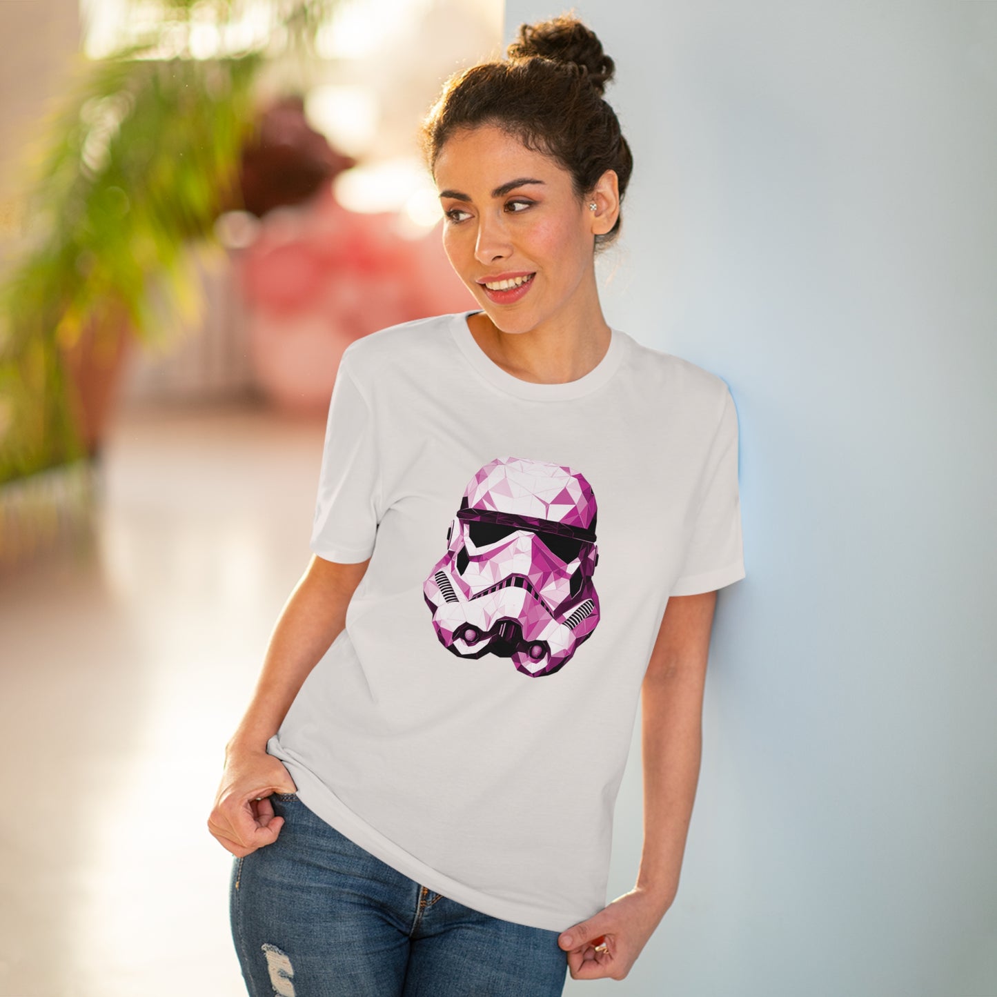 Stormtrooper Polygonal T-Shirt Pink Edition - Embrace Galactic Precision
