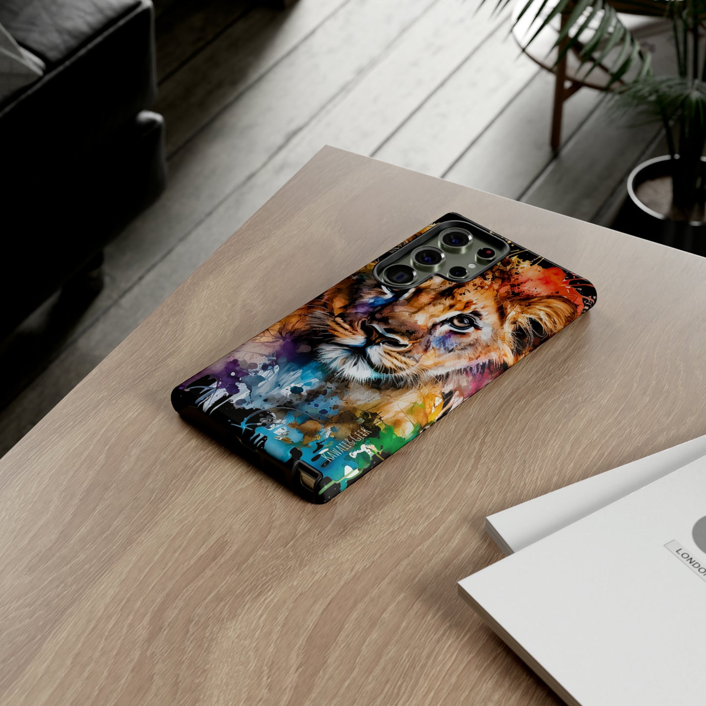 Watercolor Lion Cub Tough Phone Case - iPhone 15 compatible