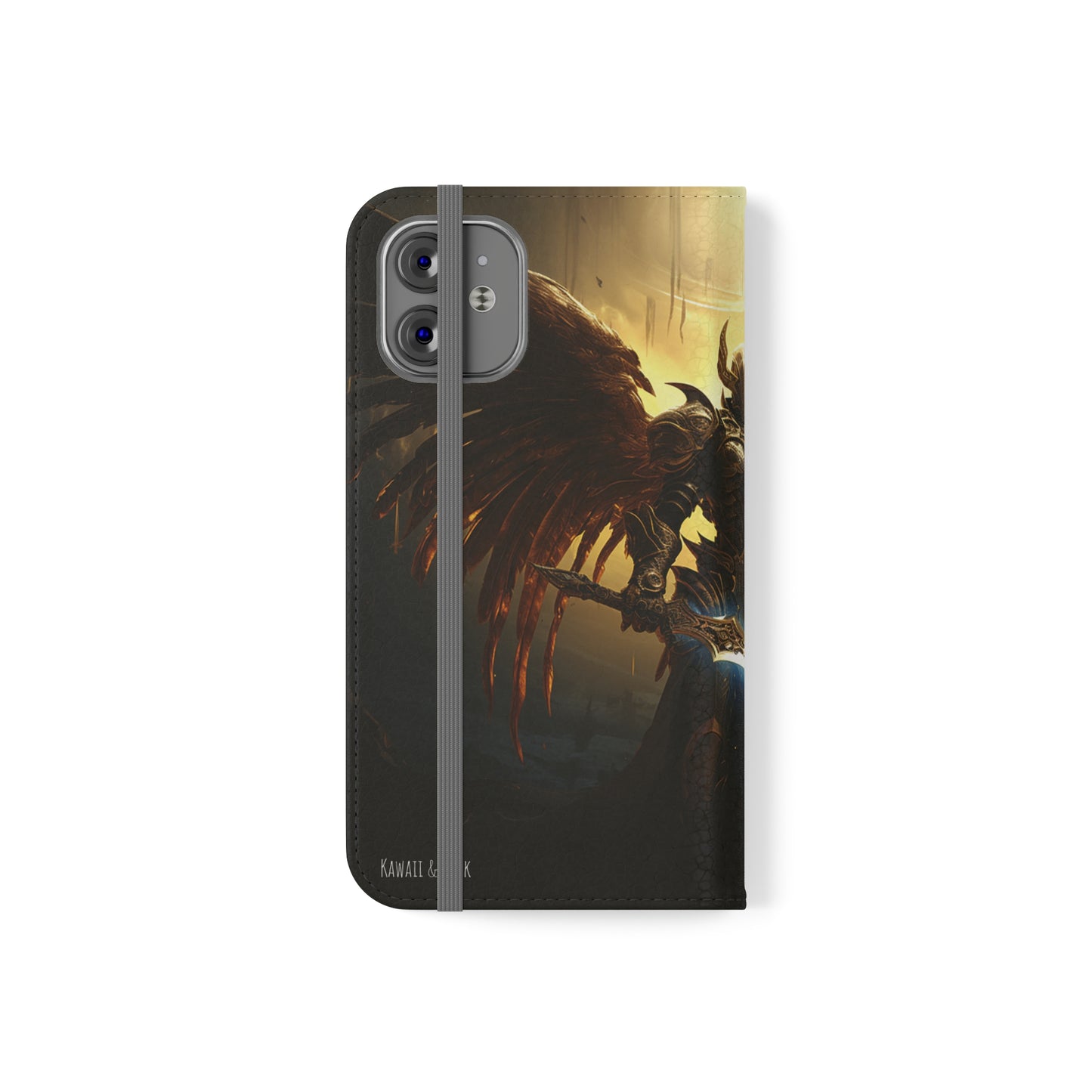 Dark Angel Flip Phone Case: Guardian with Sword