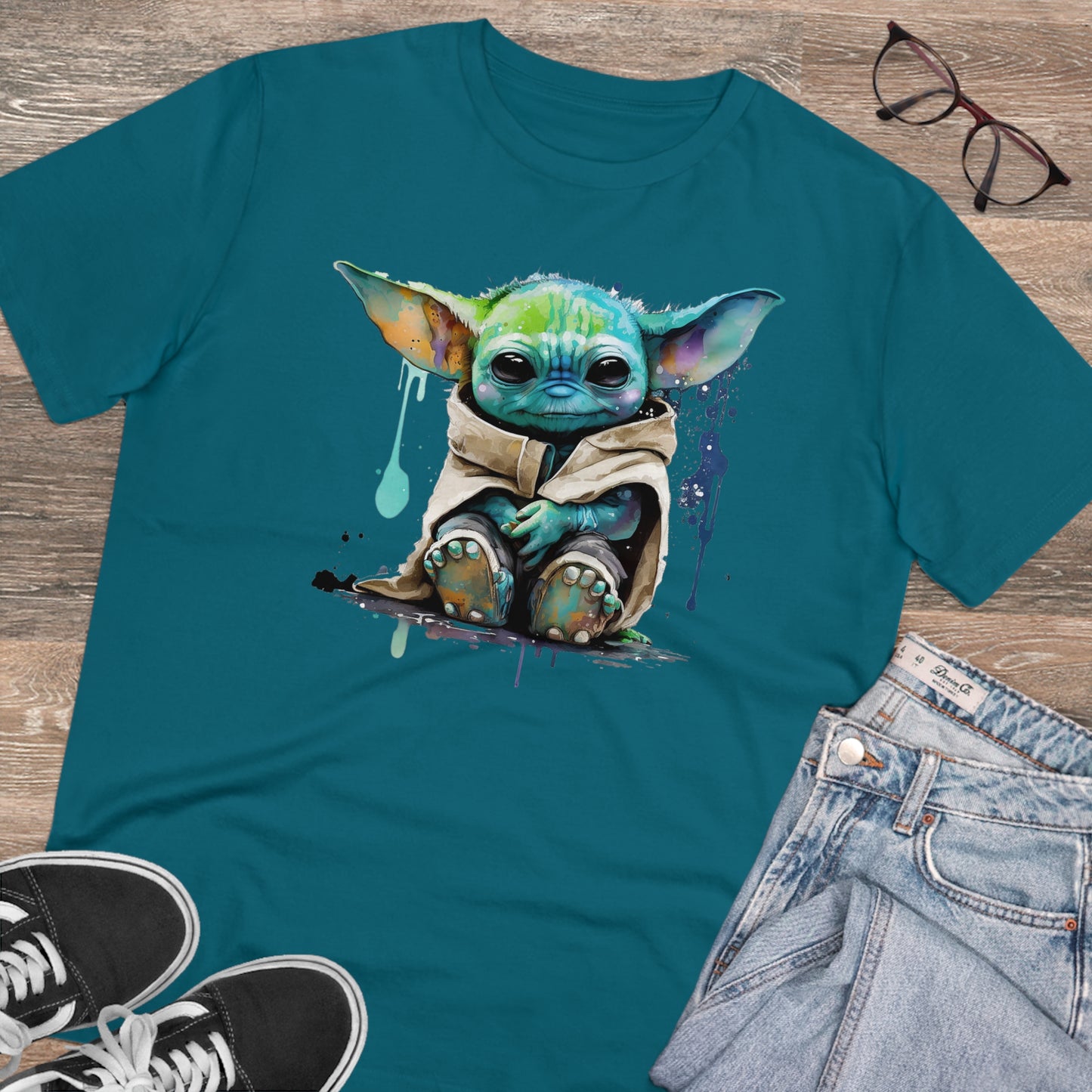 Baby Yoda in Watercolor Style Organic Unisex T-Shirt - Add Some Cute and Eco-Friendly Style to Your Wardrobe