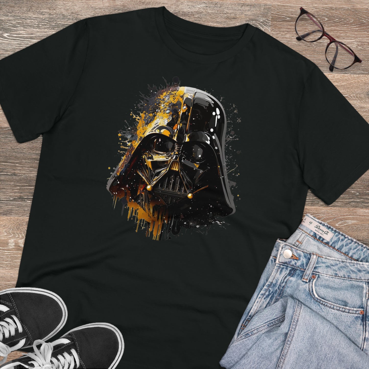 Darth Vader in Watercolor Style Eco-Friendly Unisex T-Shirt - Add Some Artistic and Sustainable Style to Your Wardrobe