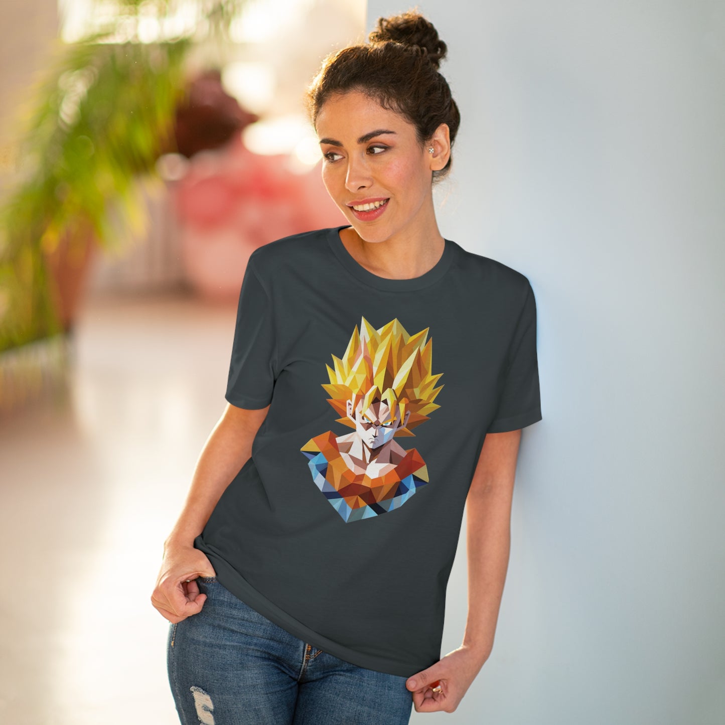 San Goku Super Saiyan Polygonal T-Shirt - Embrace Legendary Power