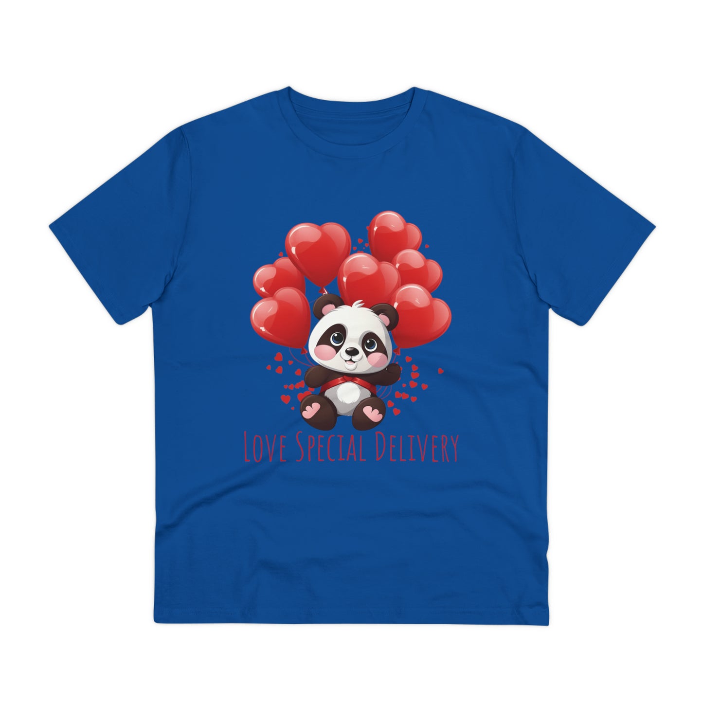 Panda Love Delivery Tee - Eco-Friendly Heart Balloon Shirt - Valentine's Day Special