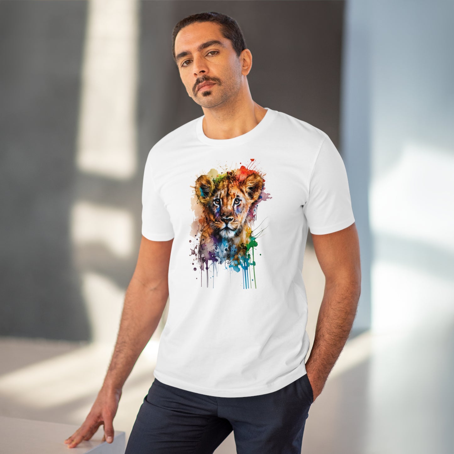 Cute Lion Cub in Watercolor Style Organic Unisex T-Shirt - Add Some Adorable and Eco-Friendly Style to Your Wardrobe
