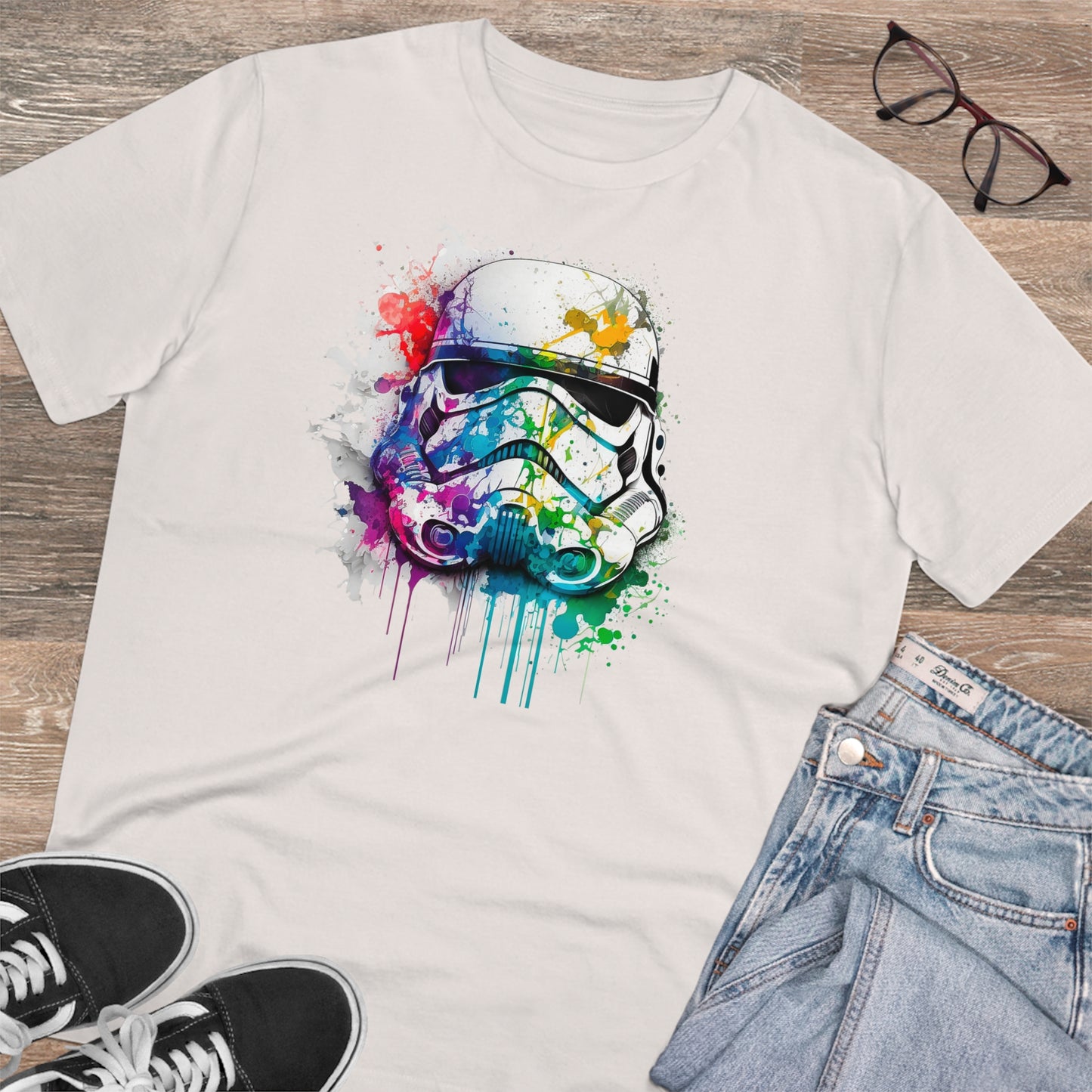 Storm Trooper in Watercolor Style Organic Unisex T-Shirt - Add Some Unique and Eco-Friendly Style to Your Wardrobe