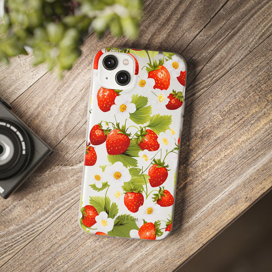 Strawberries & Florals Flexi and Transparent Phone Case