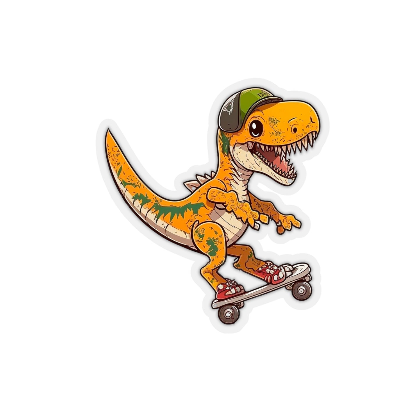Kawaii Velociraptor Skating Sticker - Add Some Adorable and Playful Style to Your Tech