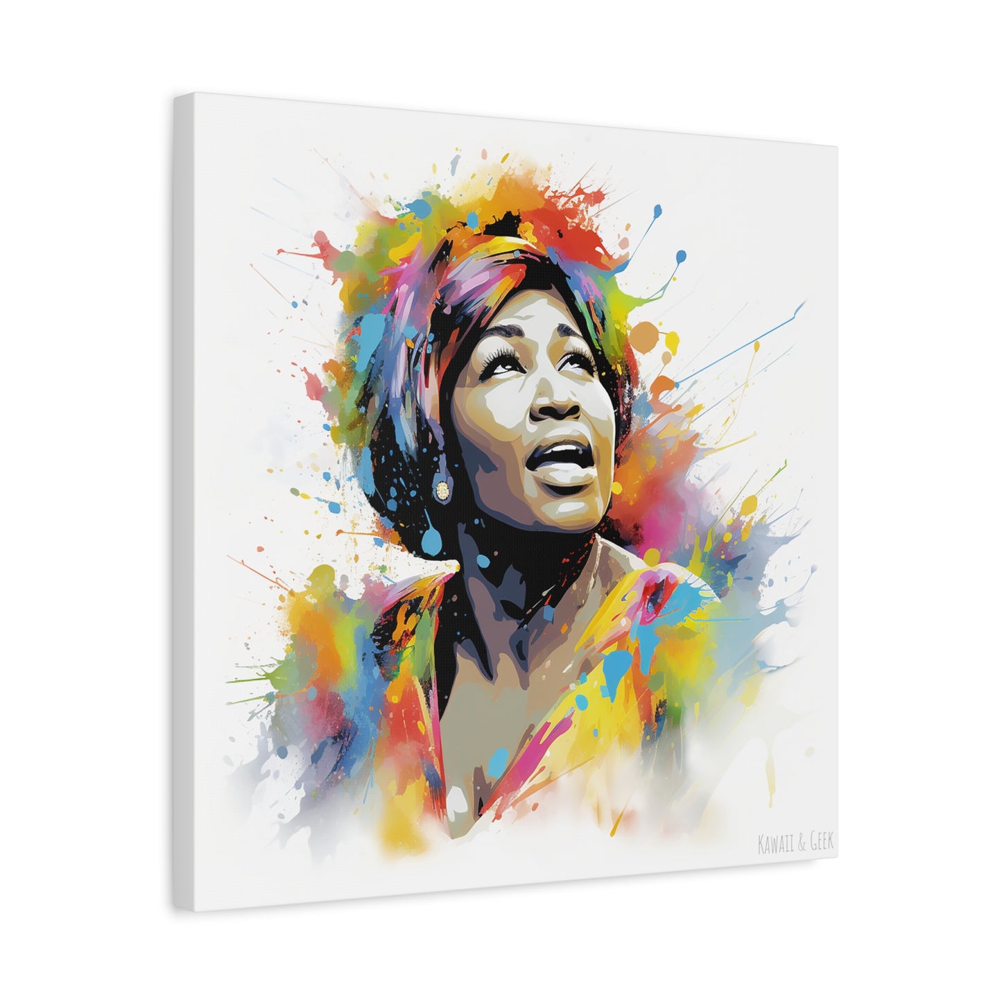 Aretha Franklin Watercolor Cotton Canvas