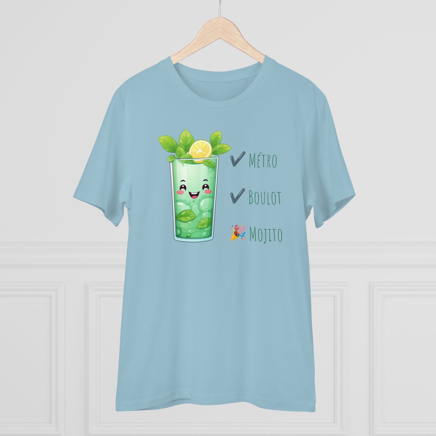 Métro, Boulot, Mojito T-Shirt - Cute Smiling Mojito Glass Design