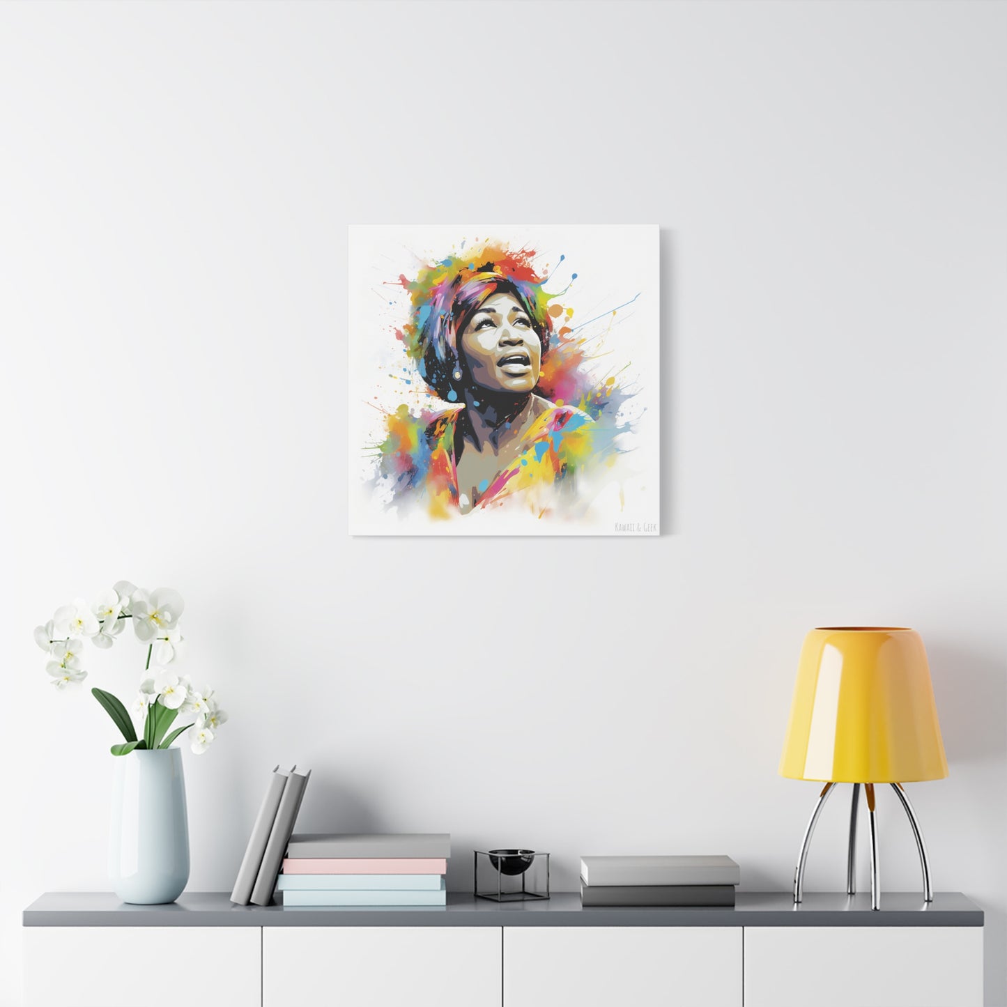 Aretha Franklin Watercolor Cotton Canvas